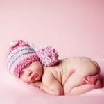 -- Baby Elf Hat - Hand Knit Candy Shoppe Pink..