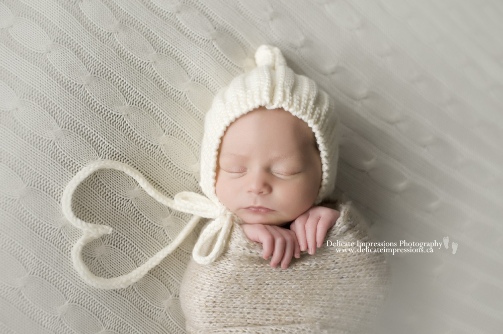 -- Baby Pixie Bonnett With Ribbing -- Cream -- Photography Prop